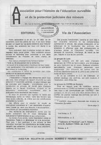 Pour l'histoire [Bulletin de liaison] - n°2 - Février 1993