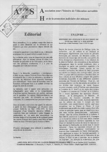 Pour l'histoire [Bulletin de liaison] - n°19 - Décembre 1998