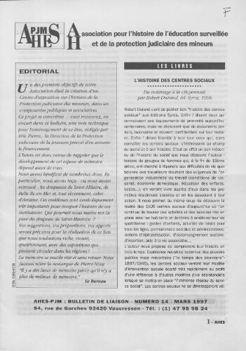 Pour l'histoire [Bulletin de liaison] - n°14 - Mars 1997