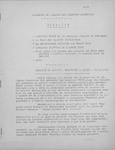 Bulletin de liaison des délégués à la liberté surveillée - n°15 - 1956