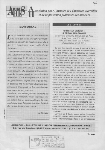 Pour l'histoire [Bulletin de liaison] - n°9 - Juin/Septembre 1995