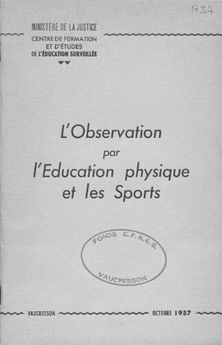 L'Observation par l'Education physique et les sports