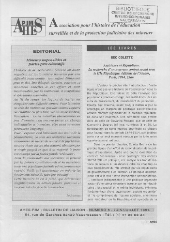 Pour l'histoire [Bulletin de liaison] - n°6 - Juin/Juillet 1994