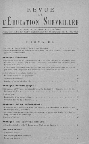 Revue de l'Education surveillée : études de Criminologie juvénile - n°2 - 1946
