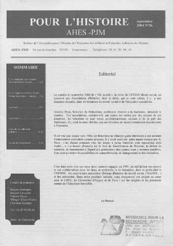 Pour l'histoire [Bulletin de liaison] - n°36 - Septembre 2004