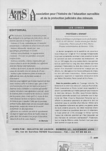 Pour l'histoire [Bulletin de liaison] - n°13 - Novembre 1996