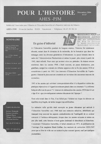 Pour l'histoire [Bulletin de liaison] - n°37 - Décembre 2004