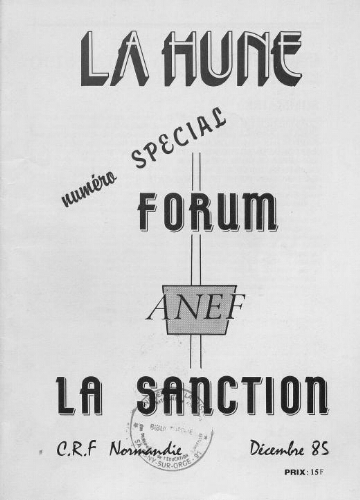 La Hune - n° spécial "La sanction" - décembre 1985