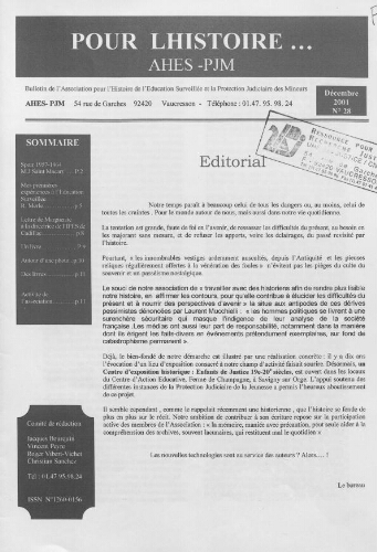 Pour l'histoire [Bulletin de liaison] - n°28 - Décembre 2001