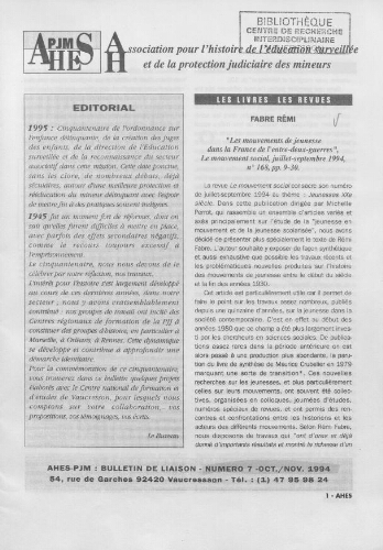 Pour l'histoire [Bulletin de liaison] - n°7 - Octobre/Novembre 1994