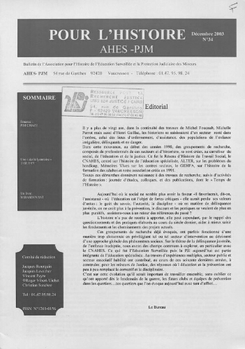 Pour l'histoire [Bulletin de liaison] - n°34 - Décembre 2003