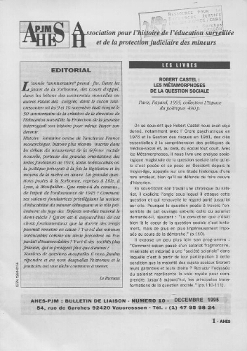 Pour l'histoire [Bulletin de liaison] - n°10 - Décembre 1995