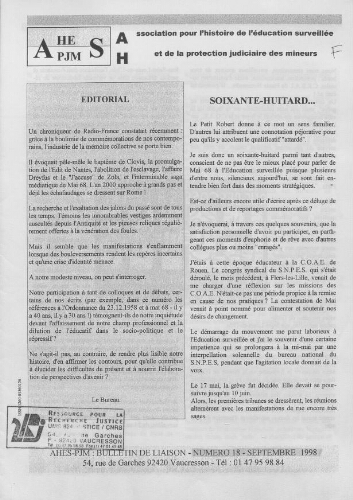 Pour l'histoire [Bulletin de liaison] - n°18 - Septembre 1998