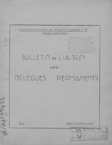 Promesses. Bulletin de liaison de l’Association nationale des délégués permanents à la liberté surveillée - n°5 - 4ème trimestre 1952