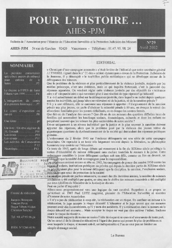 Pour l'histoire [Bulletin de liaison] - n°29 - Avril 2002
