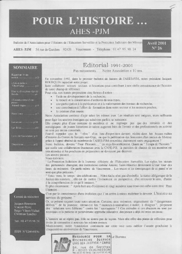 Pour l'histoire [Bulletin de liaison] - n°26 - Avril 2001