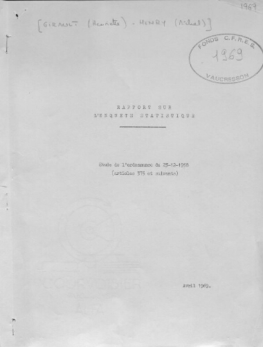 Etude de l'ordonnance du 23 décembre 1958 (articles 375 et suivants)