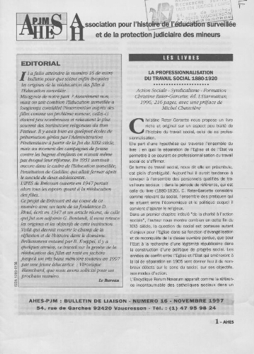 Pour l'histoire [Bulletin de liaison] - n°16 - Novembre 1997