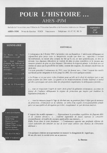 Pour l'histoire [Bulletin de liaison] - n°45 - Septembre 2007